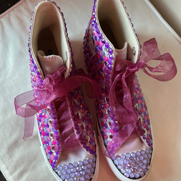 Custom Bling Converse All Star - Purple & Cotton Candy - Women's 9.5 - Picture 1 of 7
